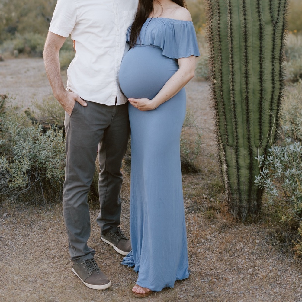Not for sale atm- Blue Off-Shoulder Maternity Dress